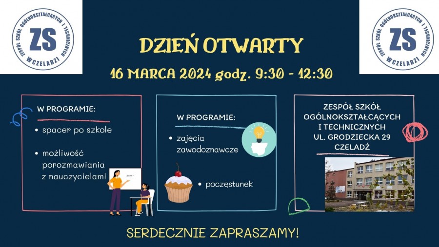 ZSOiT Czeladź zaprasza 16.03.2024